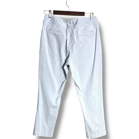 Rafaella Blue and White Pinstriped High Rise Cropped Capri Trousers with Buttons - Picture 5 of 16